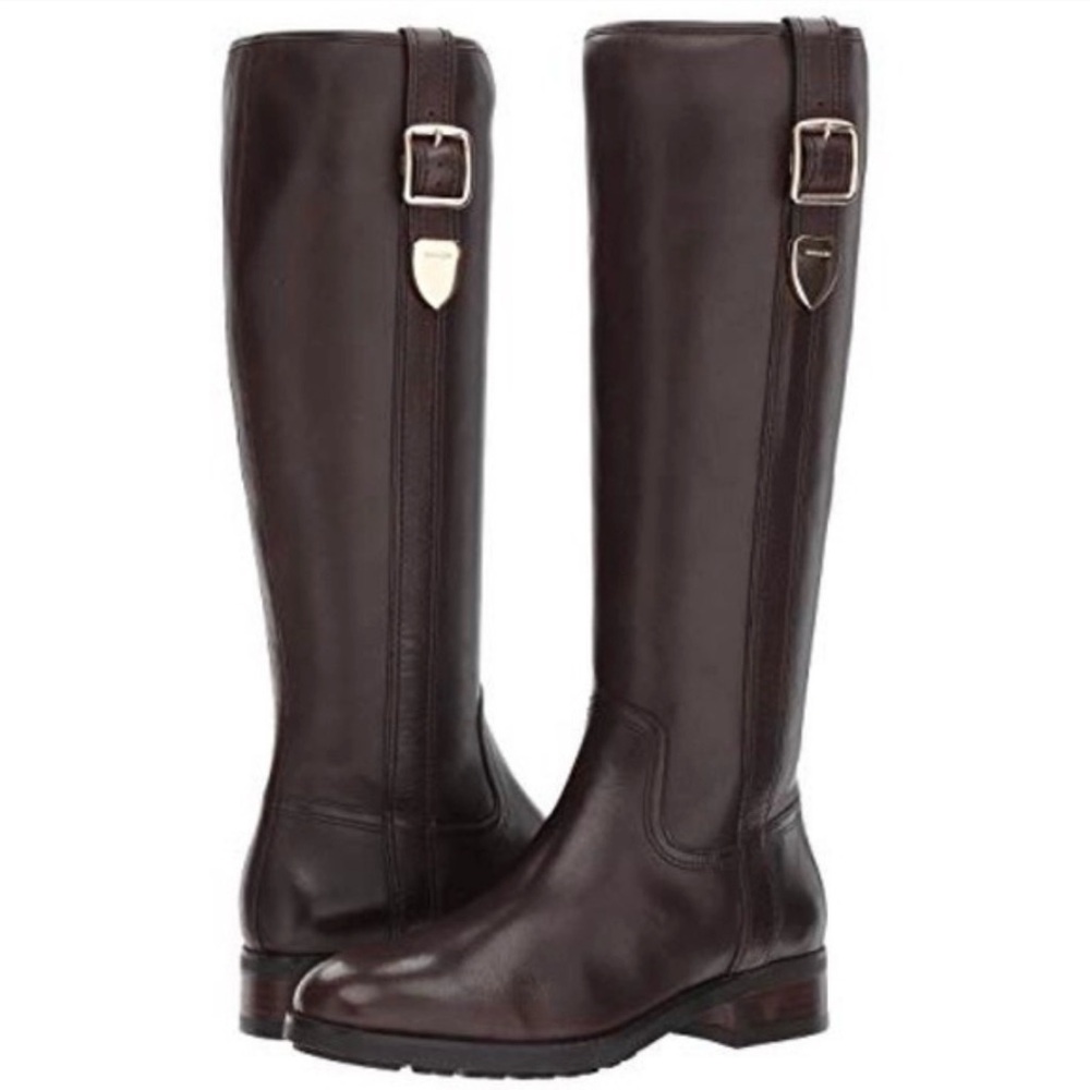 COACH Easton Chestnut Semi Matte Leather Calf Boots Size 7